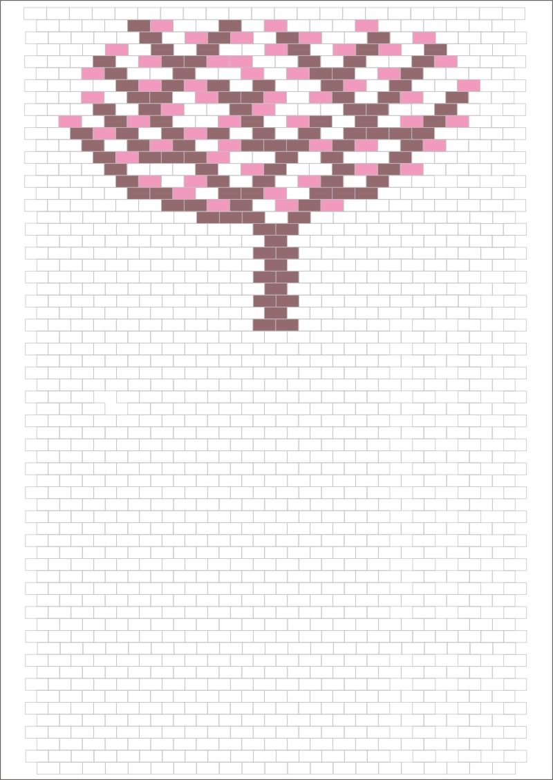 Copac inflorit de colorat si de desenat  dupa model. Coloreaza copaci pe forme geometrice!