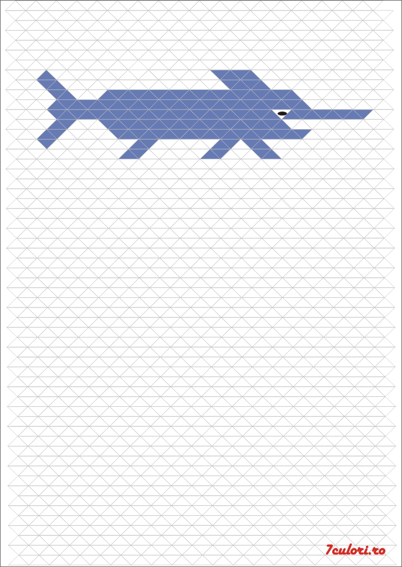 Pestele  sabie de colorat. Deseneaza si coloreaza pestele sabie dupa model!