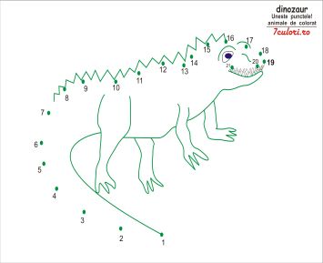 Dinozaur de colorat. Uneste punctele! Deseneaza un dinozaur!